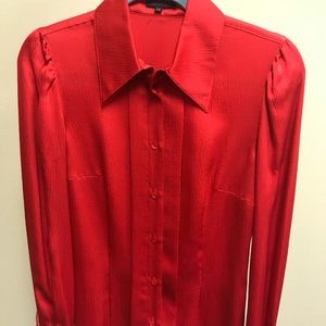 Escada Red Silk Blouse 34